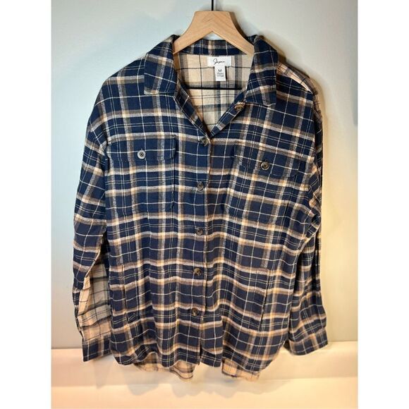 Japna Two Toned Plaid Shacket Button Down Women’s Medium - Picture 1 of 4